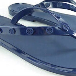Tory Burch | Shoes | Tory Burch Studded Logo Jelly Flip Flop Navy | Poshmark